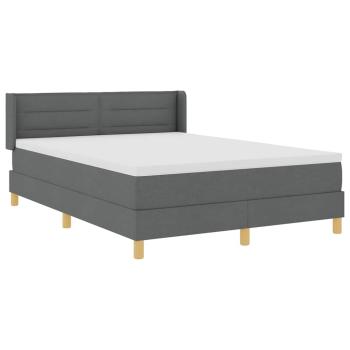 Boxspringbett mit Matratze Dunkelgrau 160x200 cm Stoff, Kopfteil Linien Design Dunkelgrau 160 cm Stoff