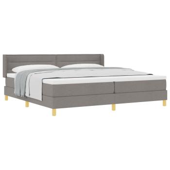 ARDEBO.de - Boxspringbett mit Matratze Taupe 200x200 cm Stoff, Kopfteil Linien-Design Taupe 200 cm Stoff