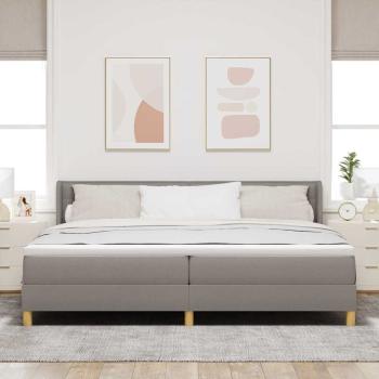 Boxspringbett mit Matratze Taupe 200x200 cm Stoff, Kopfteil Linien-Design Taupe 200 cm Stoff