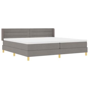 Boxspringbett mit Matratze Taupe 200x200 cm Stoff, Kopfteil Linien-Design Taupe 200 cm Stoff
