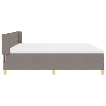 Boxspringbett mit Matratze Taupe 200x200 cm Stoff, Kopfteil Linien-Design Taupe 200 cm Stoff