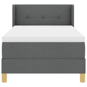 Boxspringbett mit Matratze Dunkelgrau 80x200 cm Stoff, Kopfteil mit Knopfheftung Dunkelgrau 80 cm Stoff