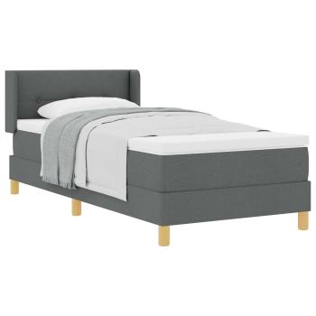 Boxspringbett mit Matratze Dunkelgrau 80x200 cm Stoff, Kopfteil mit Knopfheftung Dunkelgrau 80 cm Stoff