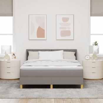 Boxspringbett mit Matratze Taupe 140x200 cm Stoff, Kopfteil im Diamantblockdesign Taupe 140 cm Stoff