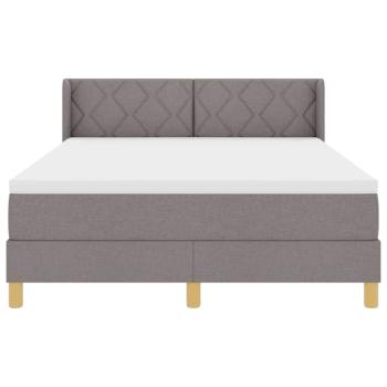 Boxspringbett mit Matratze Taupe 140x200 cm Stoff, Kopfteil im Diamantblockdesign Taupe 140 cm Stoff