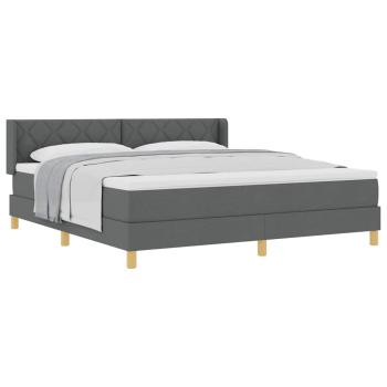 Boxspringbett Dunkelgrau mit Matratze 180x200 cm Stoff, Kopfteil Diamantblockdesign Dunkelgrau 180 cm Stoff