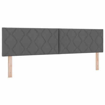 Boxspringbett Dunkelgrau mit Matratze 180x200 cm Stoff, Kopfteil Diamantblockdesign Dunkelgrau 180 cm Stoff