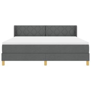 Boxspringbett Dunkelgrau mit Matratze 180x200 cm Stoff, Kopfteil Diamantblockdesign Dunkelgrau 180 cm Stoff
