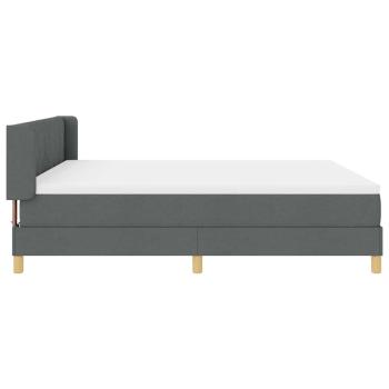 Boxspringbett Dunkelgrau mit Matratze 180x200 cm Stoff, Kopfteil Diamantblockdesign Dunkelgrau 180 cm Stoff