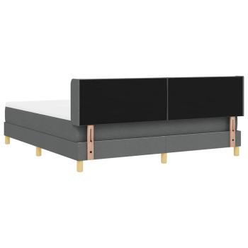 Boxspringbett Dunkelgrau mit Matratze 180x200 cm Stoff, Kopfteil Diamantblockdesign Dunkelgrau 180 cm Stoff