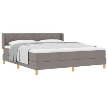 Boxspringbett mit Matratze Taupe 180x200 cm Stoff, Kopfteil Diamantblock-Design Taupe 180 cm Stoff