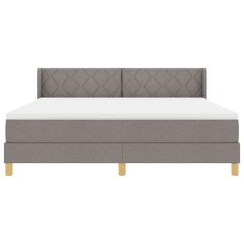 Boxspringbett mit Matratze Taupe 180x200 cm Stoff, Kopfteil Diamantblock-Design Taupe 180 cm Stoff