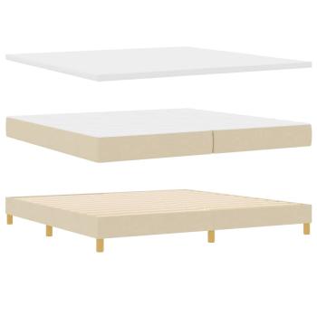 Boxspringbett mit Matratze Creme 200x200 cm Stoff, Kopfteil Diamantblock-Design Creme 200 cm Stoff