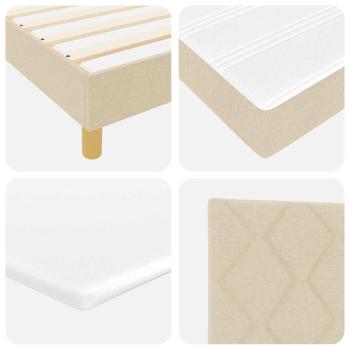 Boxspringbett mit Matratze Creme 200x200 cm Stoff, Kopfteil Diamantblock-Design Creme 200 cm Stoff