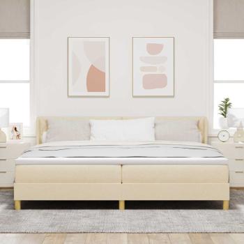 Boxspringbett mit Matratze Creme 200x200 cm Stoff, Kopfteil Diamantblock-Design Creme 200 cm Stoff