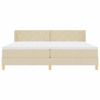 Boxspringbett mit Matratze Creme 200x200 cm Stoff, Kopfteil Diamantblock-Design Creme 200 cm Stoff
