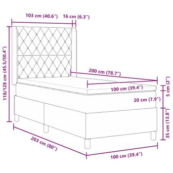 Boxspringbett mit Matratze Dunkelblau 100x200 cm Samt