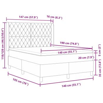Boxspringbett mit Matratze Dunkelgrau 140x190 cm Samt