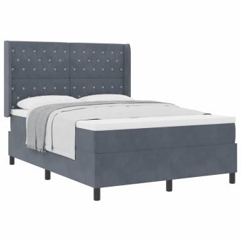 Boxspringbett mit Matratze Dunkelgrau 140x190 cm Samt