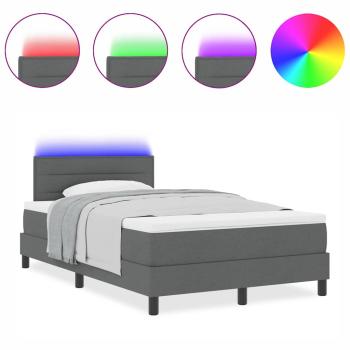 Boxspringbett mit Matratze & LED Dunkelgrau 120x200 cm Stoff