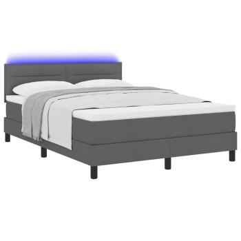 Boxspringbett mit Matratze & LED Dunkelgrau 140x190 cm Stoff