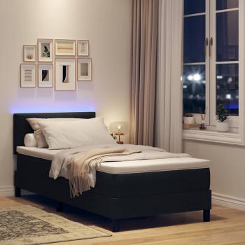 Boxspringbett mit Matratze & LED-Licht Schwarz 80x200 cm Stoff