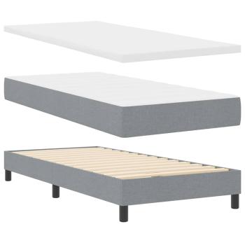 Boxspringbett mit Matratze & LED Hellgrau 90x190 cm Stoff