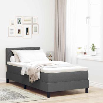 ARDEBO.de - Boxspringbett mit Matratze & LED Dunkelgrau 90x190 cm Stoff