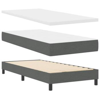 Boxspringbett mit Matratze & LED Dunkelgrau 90x190 cm Stoff