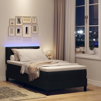 Boxspringbett mit Matratze & LED Schwarz 90x190 cm Stoff