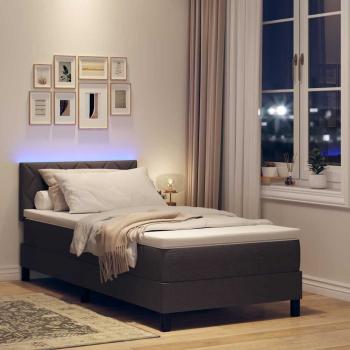 Boxspringbett mit Matratze & LED Dunkelbraun 90x190 cm Stoff