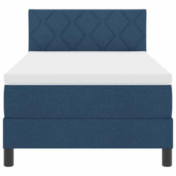 Boxspringbett mit Matratze & LED Blau 90x190 cm Stoff