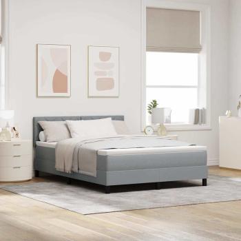 ARDEBO.de - Boxspringbett mit Matratze & LED Hellgrau 160x200 cm Stoff