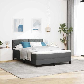 ARDEBO.de - Boxspringbett mit Matratze & LED Dunkelgrau 160x200 cm Stoff