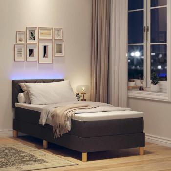 Boxspringbett mit Matratze & LED Dunkelbraun 80x200 cm Stoff