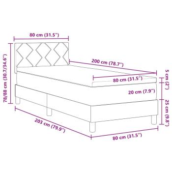 Boxspringbett mit Matratze & LED Dunkelbraun 80x200 cm Stoff