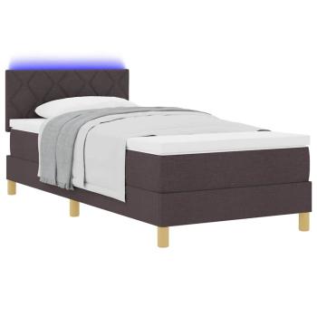 Boxspringbett mit Matratze & LED Dunkelbraun 90x200 cm Stoff