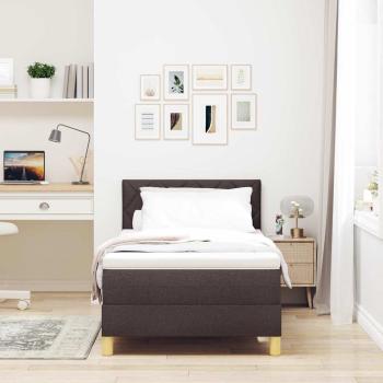 Boxspringbett mit Matratze & LED Dunkelbraun 90x200 cm Stoff