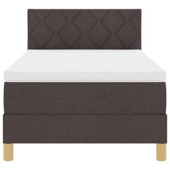 Boxspringbett mit Matratze & LED Dunkelbraun 90x200 cm Stoff