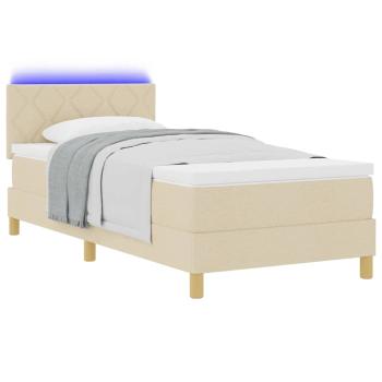 Boxspringbett mit Matratze & LED Creme 90x200 cm Stoff
