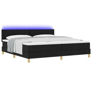ARDEBO.de - Boxspringbett mit Matratze & LED Schwarz 200x200 cm Stoff