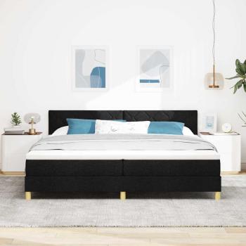 LED Boxspringbett mit Kopfteil Schwarz 200 x 200 cm Stoff