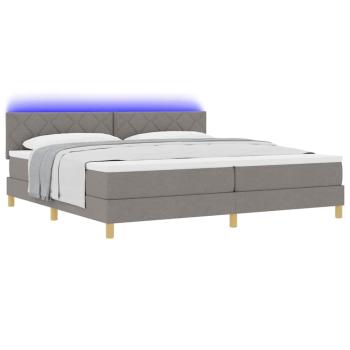 Boxspringbett mit Matratze & LED Taupe 200x200 cm Stoff