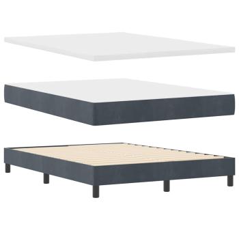 LED Boxspringbett mit Matratze Dunkelgrau 140x190 cm Samt