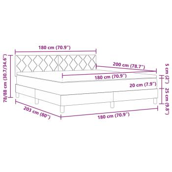 LED Boxspringbett mit Matratze Hellgrau 180x200 cm Samt
