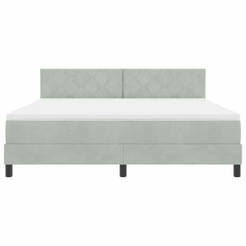 LED Boxspringbett mit Matratze Hellgrau 180x200 cm Samt