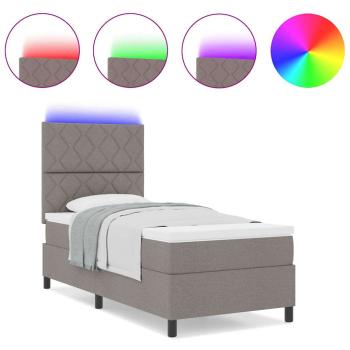 Boxspringbett mit Matratze & LED Taupe 100x200 cm Stoff