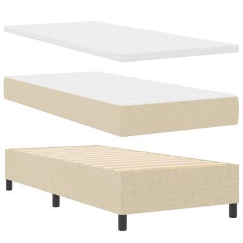 Boxspringbett mit Matratze & LED Creme 100x200 cm Stoff