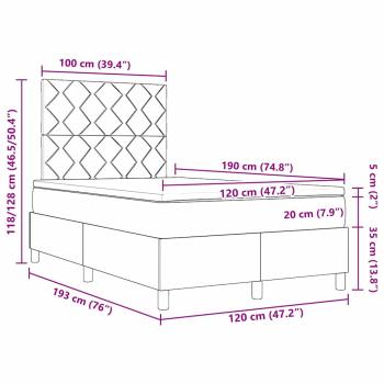 Boxspringbett mit Matratze & LED Schwarz 120x190 cm Stoff