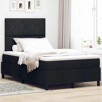 ARDEBO.de - Boxspringbett mit Matratze & LED Schwarz 120x200 cm Stoff